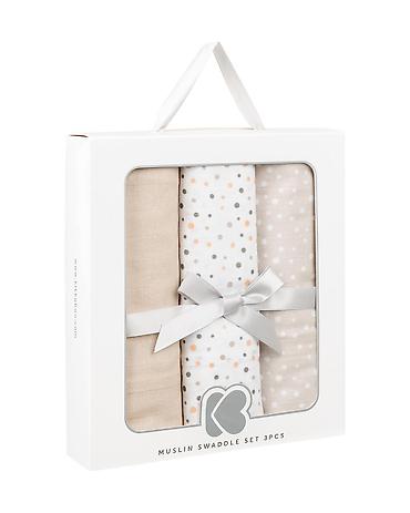 katrin kombinezoni: KikkaBoo Pelene od muslina – set 3 kom, 100 x 100 cm, Dots Beige Šifra — 2