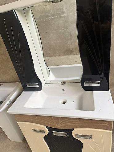 купить полки на стену: Hamam üçün lavabo və güzgülü dolab dəsti - Üst hissə: iri güzgü, hər — 1