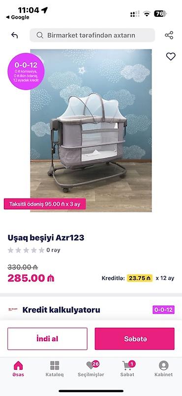 komputer desti: Oğlan və qız üçün, İşlənmiş, Dördbucaq, Beşik, Dəstsiz, Matras ilə, Yellənmə mexanizmsiz — 6