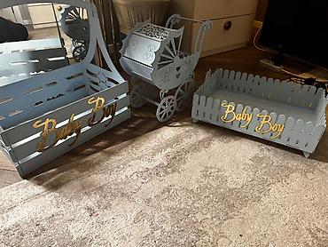 oglan ucun profil sekilleri: Mavi rəngli bəzək dəsti – “Baby Boy” temalı - Material — 1