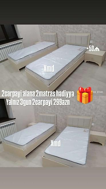 suvenir pul: Tek nəfərlik çarpayılar – XMD Mebel • Ölçü: 90×200 sm • Korpus — 9
