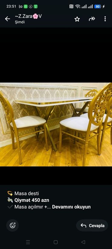 тап аз мебель б у рядом нариманов баку: 💫 Masa desti 💸 *Qiymət 450 azn* ✔️ Masa açılmır + 3 ədəd oturacaqlı ✔️
