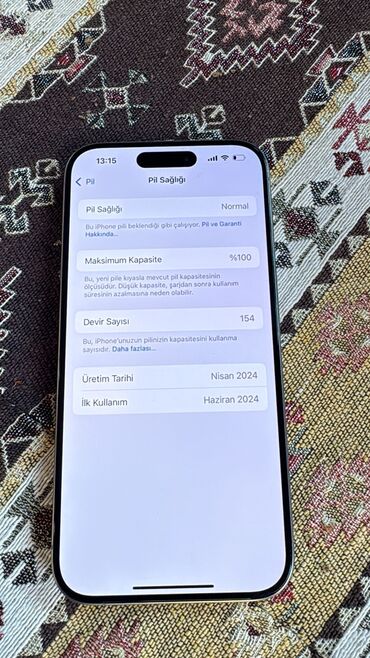 ikinci el ayfon: IPhone 15 Pro, 256 GB, Gümüşü, Face ID