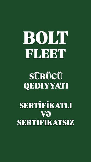 bolt islemek: Taksi sürücüsü tələb olunur, Şəxsi nəqliyyat vasitəsi ilə, Gündəlik ödəniş, 6 ildən artıq təcrübə