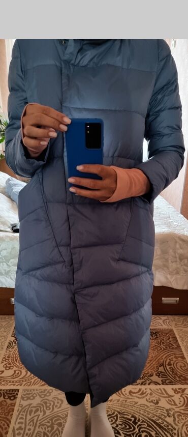 стильное черное пальто в Кыргызстан | ПАЛЬТО: Женская куртка S, M, цвет - Голубой