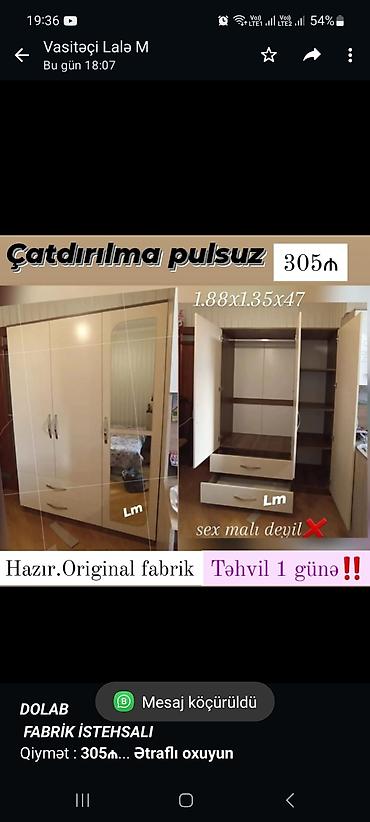 100: *_dolab_* _*fabri̇k i̇stehsali*_ qiymət : *305₼* ölçü — 1