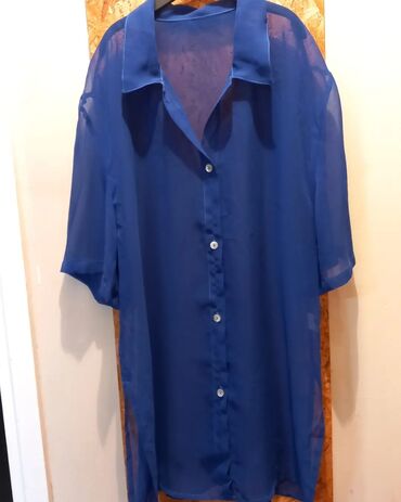 Košulje, bluze i tunike: L (EU 40), XL (EU 42), Viskoza, Jednobojni, bоја - Svetloplava