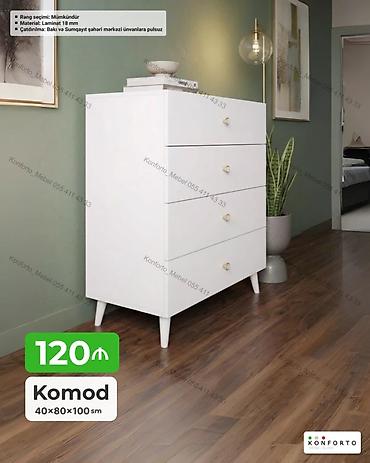 Komodlar: Məhsul: Komod Ölçülər: 40 × 80 × 100 sm Material: 18 mm laminat — 1