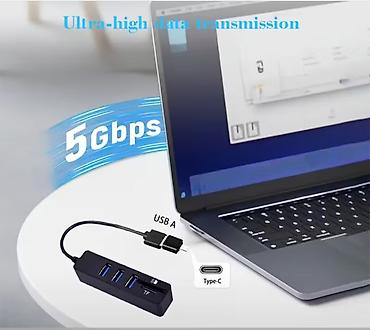 yeni hub: USB Hub + Kart Oxuyucu (USB-A bağlantılı, hədiyyə USB-A → USB-C — 7