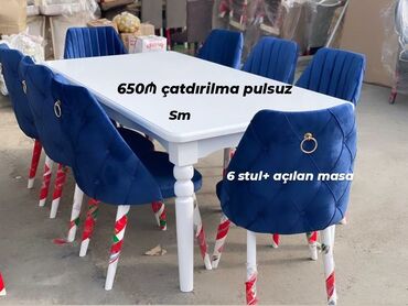 Sifarişlə masa və oturacaq dəstləri: Dördbucaq masa, Qonaq otağı üçün, Zəmanətli — 4