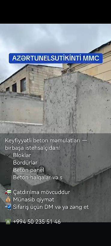 бетонные работы: Məhsul: Beton məmulatları (istehsalçıdan) Təsvir: - Bloklar – tikinti — 4