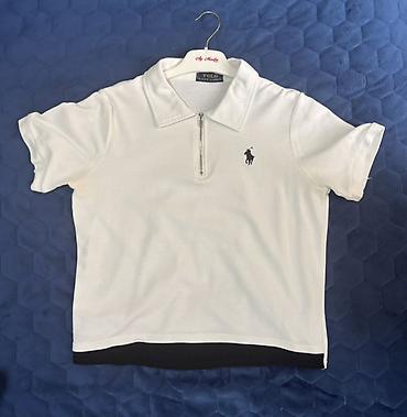ag cins: Polo Ralph Lauren qadın polo köynək - Rəng: ağ, qara alt haşiyə - — 1