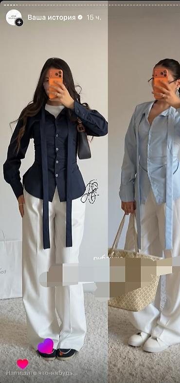 pull bear: Красивая рубашка подчёркивающая фигуру, сзади на завязках, темно синяя — 1