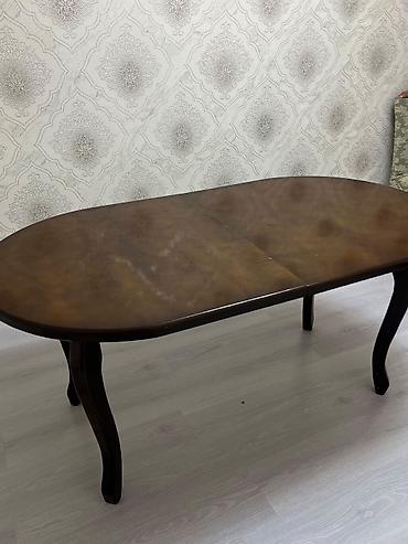 islenmis masa: Qonaq otağı üçün, İşlənmiş, Açılan, Oval masa, 4 stul — 8