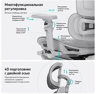 эргономичный стул: Офисное кресло, Новый, С колесиками, цвет - Серый, Самовывоз, Платная доставка — 3