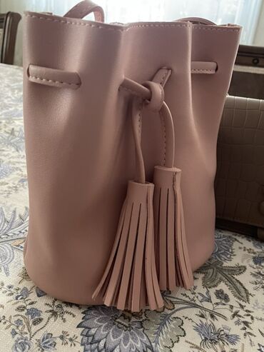 qadın qolfiləri: Miniso pink rəngli qizlar üçün şirin çanta. Çantanın ağzı büzmə ipi