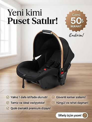 körpü mebel: Uşaq avtomobil oturacağı (puset) - Rəng: qara - Daşıma qulpu: qızılı — 1