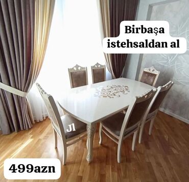 metbex stol stullari instagram: Mətbəx üçün, Yeni, Açılmayan, Dördbucaq masa, 6 stul