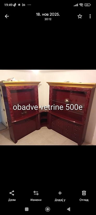 Stilske vitrine: Masivne drvene vitrine – dva modela Model 1 - Materijal: puno drvo sa — 20