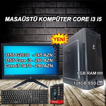 Настольные ПК и рабочие станции: Masaüstü Kompüterlər “G2030 / CORE i3 / CORE i5” ⭐19 inch Monitor /