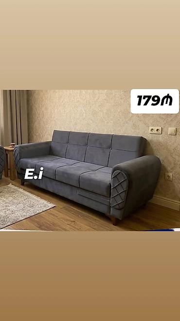 ev stullari: - Məhsul: Divan (3 nəfərlik) - Rəng: Tünd boz - Material: Yumşaq — 1