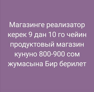 реализатор: Продавец-консультант. Аламединский рынок / базар