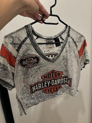 hello kitty: Vintage originalni Harley-Davidson top sa cirkonima, kraći kroj — 1