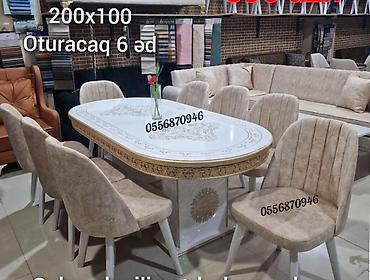 kreslo gence: Qonaq otağı üçün, Yeni, Açılan, Dördbucaq masa, 6 stul — 3