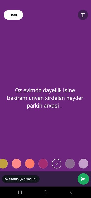 Evdə dayəlik və ya gündüz baxımı xidməti təklif olunur. Ünvan