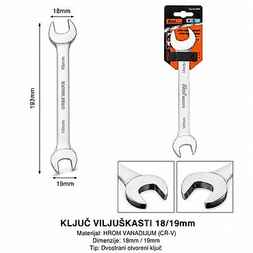 KMT otvoreni ključ 18/19 mm – Kmt style Dvostrani viljuškasti