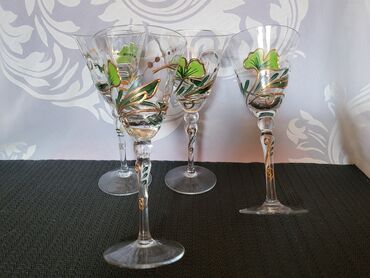 Čaše: Case za vino,rucno oslikane,kristalno staklo iz 80ih.god. Case rucno — 4