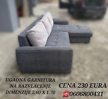 Ugaone garniture: Ugaona garnitura na razvlačenje - Dimenzije: 2.60 x 1.70 m - Siva — 4