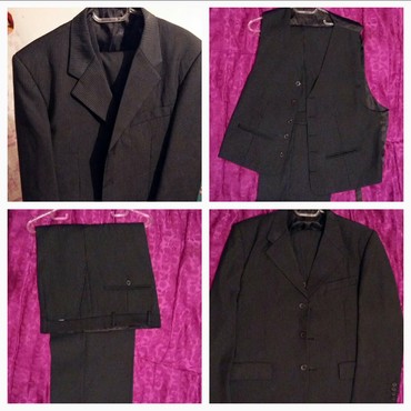 мужской льняной костюм: Костюм 2XL (EU 44), цвет - Черный