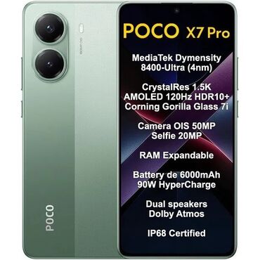 телефоны xiaomi: Poco X7 Pro, 512 ГБ, цвет - Зеленый, 2 SIM