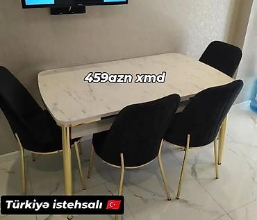 taxta stul stol: Mətbəx üçün, Yeni, Açılmayan, Dördbucaq masa, 4 stul — 1