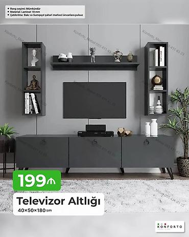 kitab refi mebel: Televizor altlığı və divar rəfləri dəsti - Ölçü: 40 × 50 × 180 sm - — 1