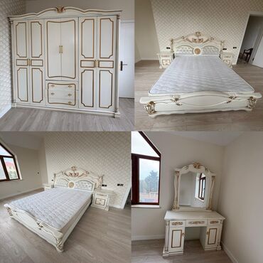 купить двуспальная кровать: 2 односпальные кровати, Шкаф, Трюмо, 2 тумбы, Б/у