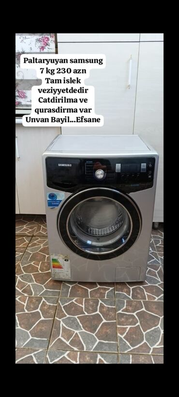 фотоаппарат марк 2: Paltaryuyan maşın Samsung, 8 kq, İşlənmiş, Yarımavtomat, Qurutma var, Kredit yoxdur, Ünvandan götürmə