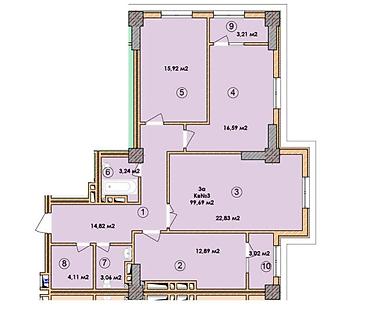 Продажа квартир: 3 комнаты, 99 м², Южная Магистраль Элитка, 2 этаж, ПСО (под самоотделку) — 2