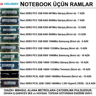 Soyutma sistemləri: Operativ yaddaş (RAM) HyperX, 8 GB, 1600 Mhz, DDR3, Noutbuk üçün, Yeni