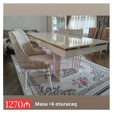 круглый стол на заказ: Qonaq otağı üçün, Yeni, 8 stul