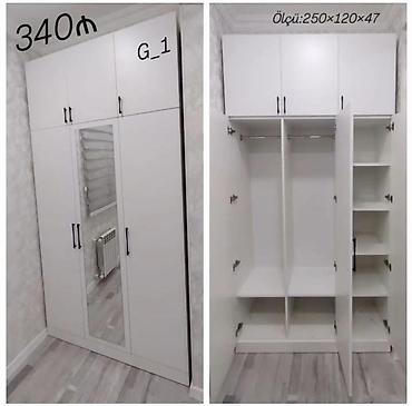 iki: Ağ rəngli çoxfunksiyalı geyim şkafı – model G_1 - Ölçü: 250×120×47 sm — 1