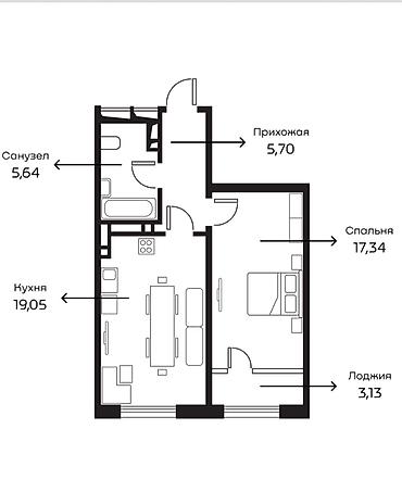70: 1 комната, 51 м², Селекционное с. 8 этаж, Евроремонт — 2