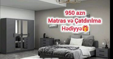 Yataq otağı dəstləri: 2 təknəfərlik çarpayı, Dolab, Komod, Termo, Azərbaycan, Yeni — 23