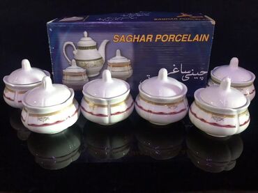Şəkər qabları: Saghar Porcelain – qapaqlı porselen qablar dəsti. 1990-cı illər — 1