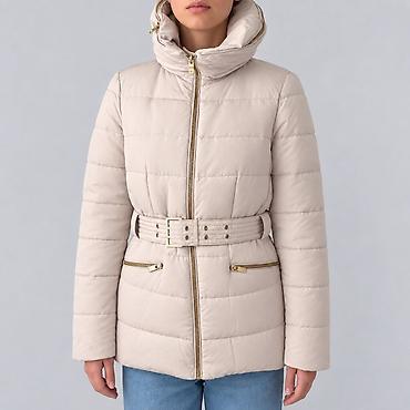 zar: Zara | Женская стеганая куртка цвета айвори. - Приталенный силуэт с — 2