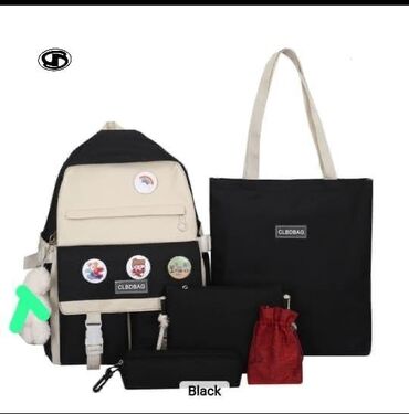 Rukzaklar: Dördlü və beşli çantalar dəsti. Dəstə bir ədəd rəngli və rəngli — 5