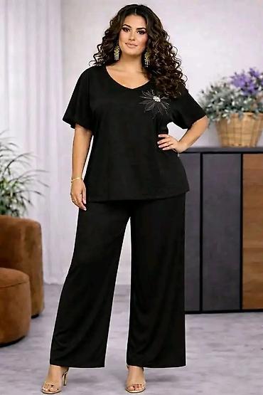 Kompleti: Dvodijelni ženski komplet – plus size - Gornji dio: bluzica sa — 3