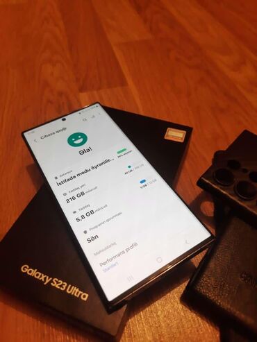 Samsung: Samsung Galaxy S23 Ultra, 256 GB, rəng - Qara, Zəmanət, Düyməli, Barmaq izi