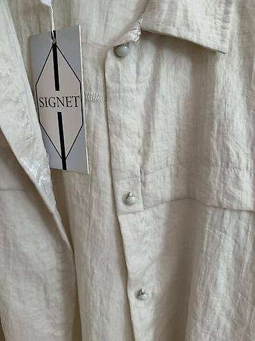 nişan paltarları: SIGNET brendindən açıq bej rəngdə uzunqol köynək - Model: düyməli — 2